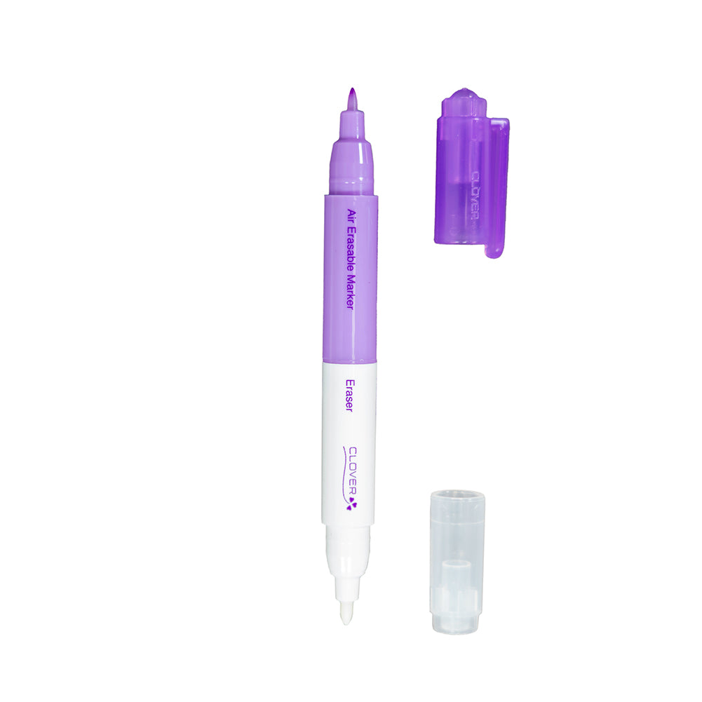 Clover Air Erasable Fabric Marker with Eraser - Purple, Fine Folded