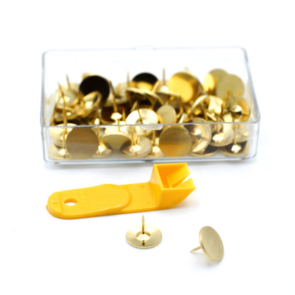 Clover Needlecraft Thumb Tacks with Remover - Brass - 60 pc Detail