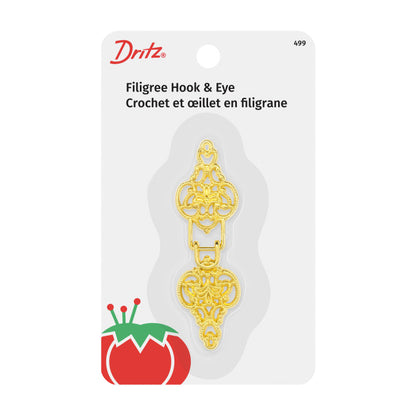 Dritz Filigree Hook & Eye Closure - Gold - 1 Set