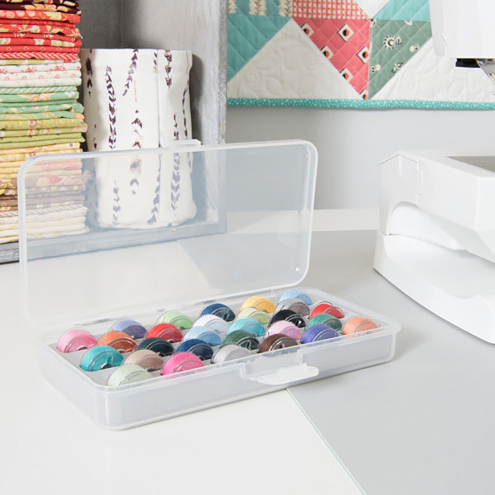 Dritz Plastic Bobbin Box with Insert - Clear Drape