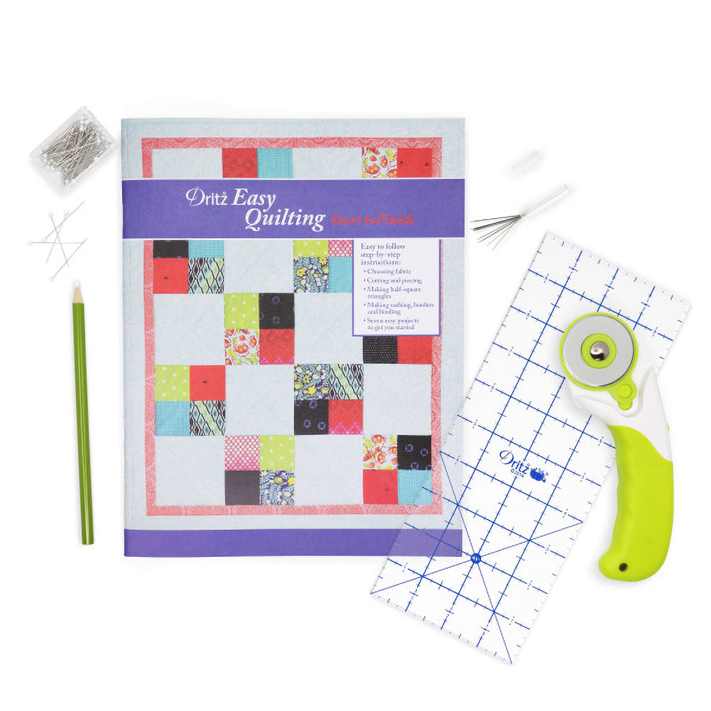Dritz Easy Quilting Kit - Includes Project Book and Quilting Essentials for Beginners
