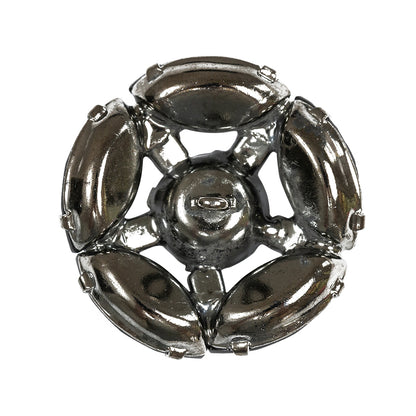 Swarovski Hematite and Jet Rhinestones Shank Back Button - 44L/28mm Detail