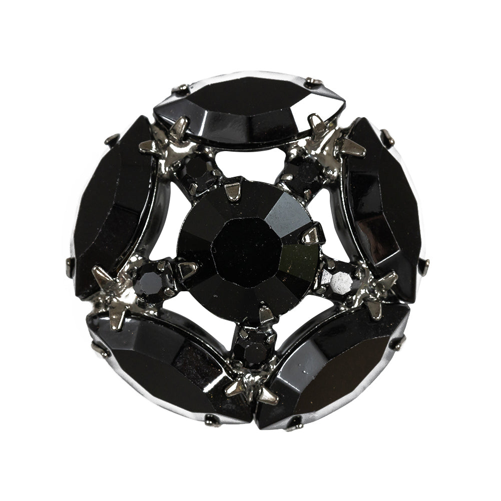 Swarovski Hematite and Jet Rhinestones Shank Back Button - 44L/28mm
