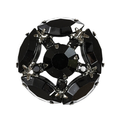 Swarovski Hematite and Jet Rhinestones Shank Back Button - 44L/28mm