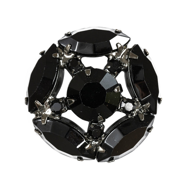 Swarovski Hematite and Jet Rhinestones Shank Back Button - 44L/28mm