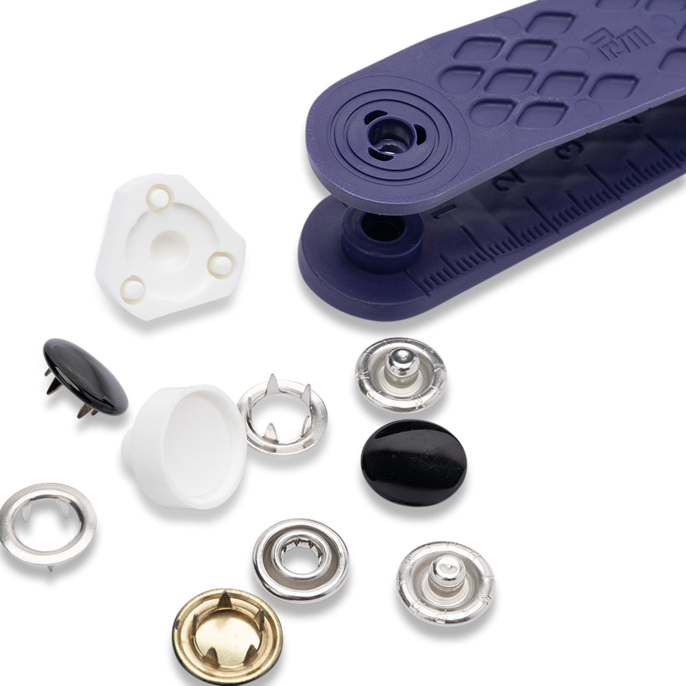 Prym Jersey Press Fasteners and Tools - Black Capped 12mm - 6pc Detail