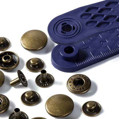 Prym Anorak Press Fasteners with Tools - Antique Brass 15mm - 10pc Folded