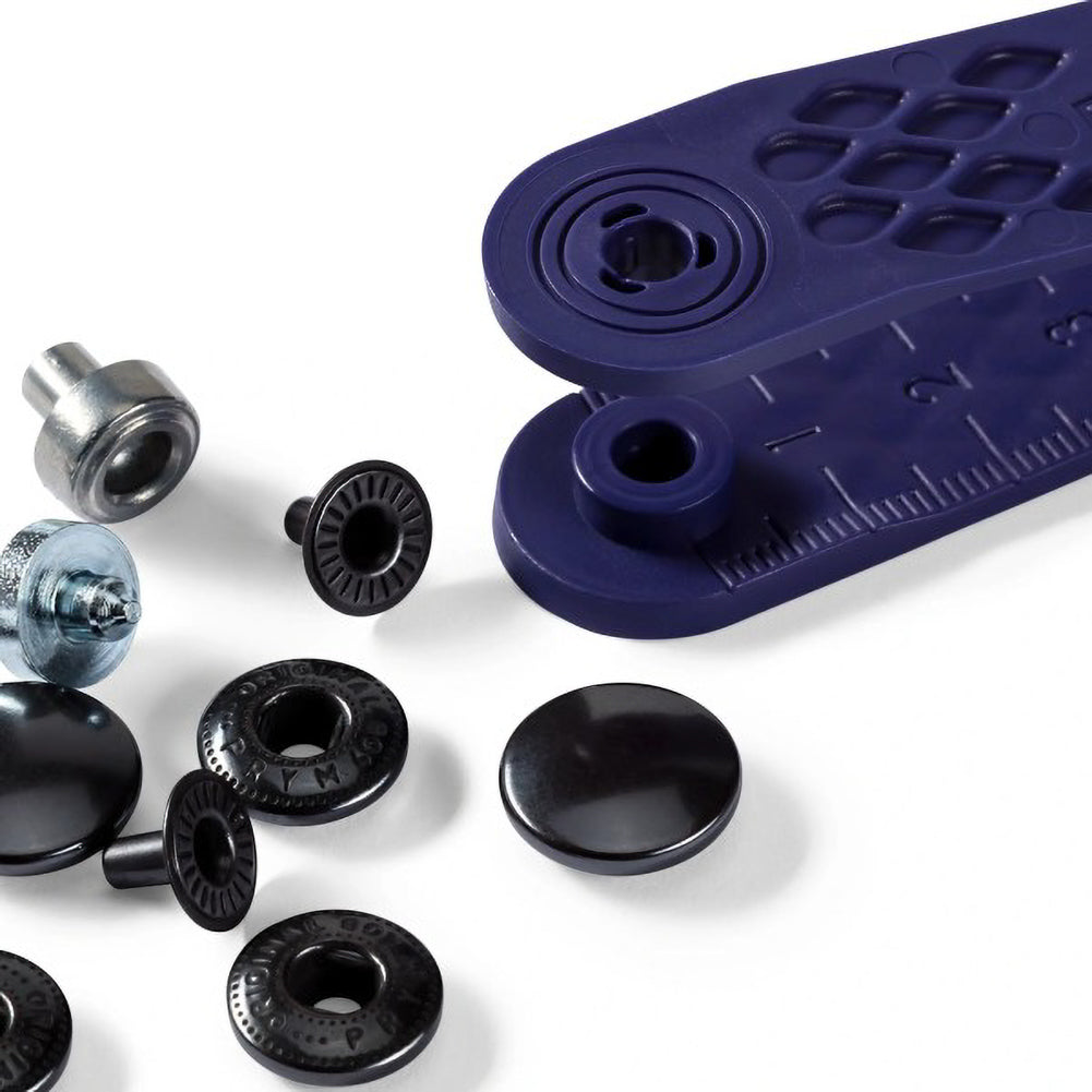 Prym Anorak Press Fasteners with Tools - Oxidized Black 15mm - 10pc Folded