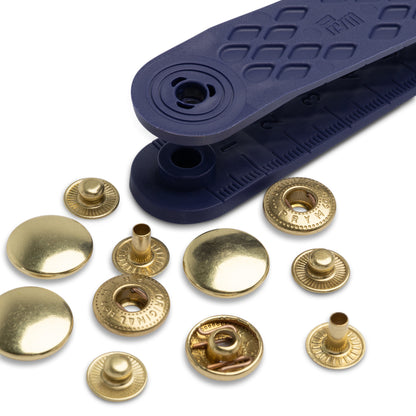 Prym Anorak Press Fasteners with Tools - Gold 15mm - 10pc Folded