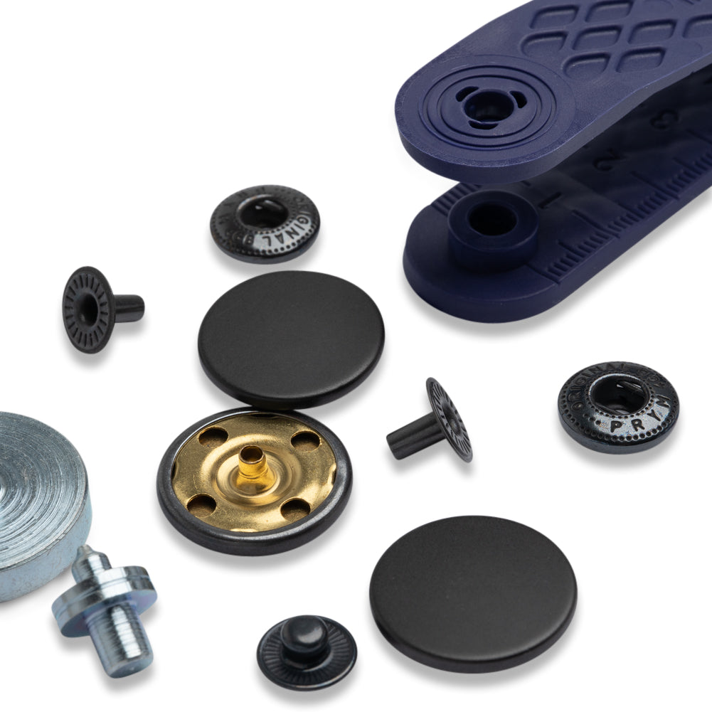 Prym Anorak Press Fasteners with Tools - Matte Oxidized Black 20mm - 6pc Folded