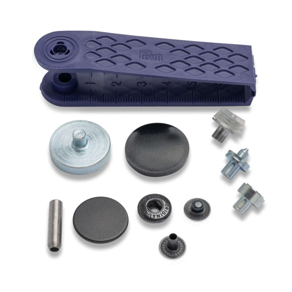 Prym Anorak Press Fasteners with Tools - Matte Oxidized Black 20mm - 6pc Detail
