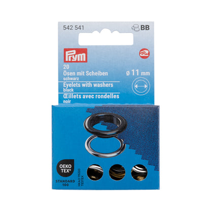 Prym Eyelets with Washers - Black 11mm - 20pc