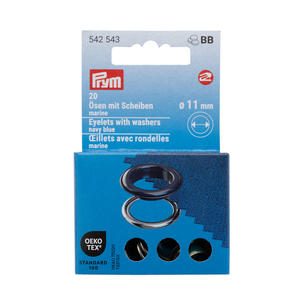 Prym Eyelets with Washers - Navy Blue 11mm - 20pc