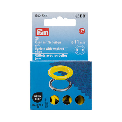 Prym Eyelets with Washers - Yellow 11mm - 20pc