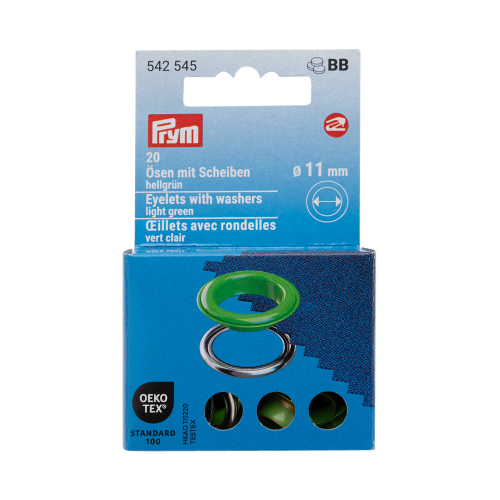 Prym Eyelets with Washers - Light Green 11mm - 20pc