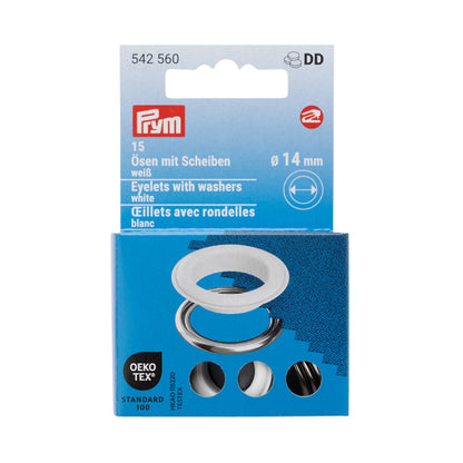 Prym Eyelets with Washers - White 14mm - 15pc