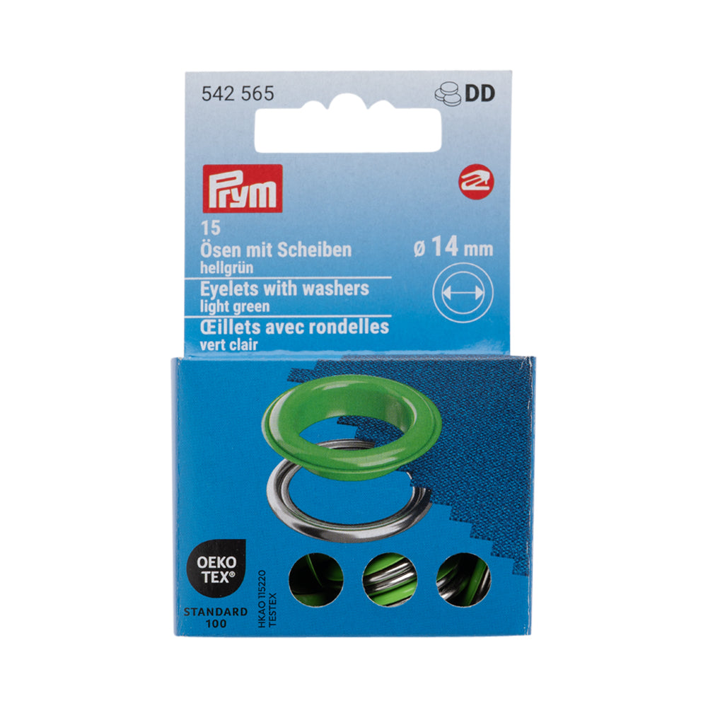 Prym Eyelets with Washers - Light Green 14mm - 15pc