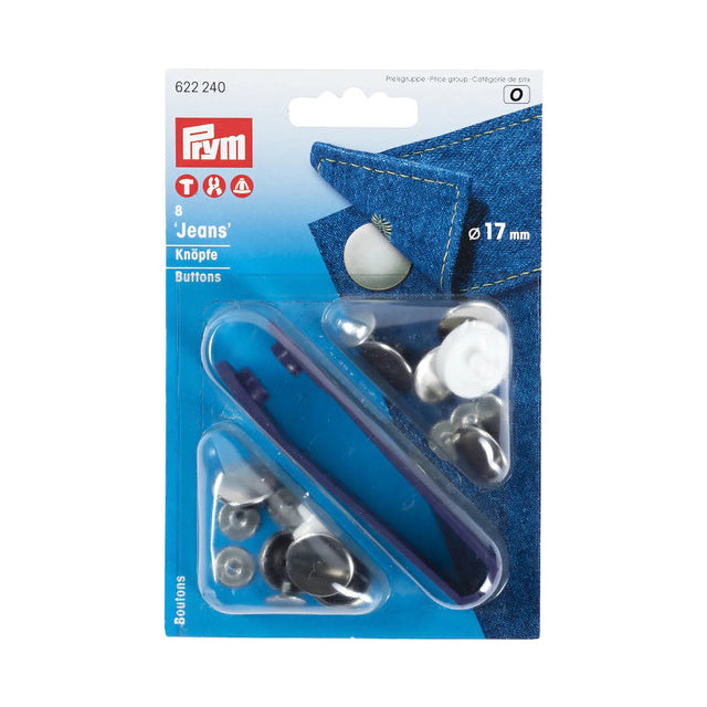 Prym Jeans Buttons - Silver 17mm - 8pc