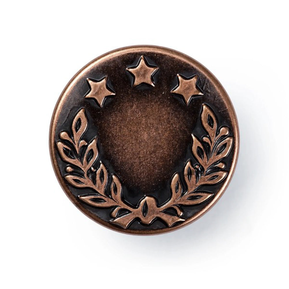 Prym Jeans Buttons - Antique Copper Laurel Wreath 17mm - 8pc Detail