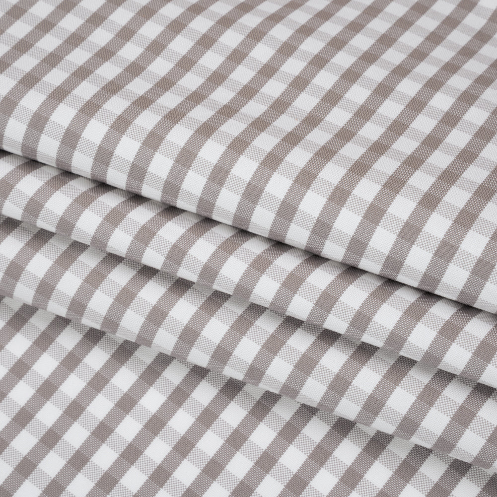 Cotton Oxford Shirting - Gray and White Checks - Deadstock