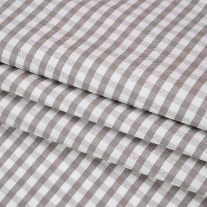 Cotton Oxford Shirting - Gray and White Checks - Deadstock