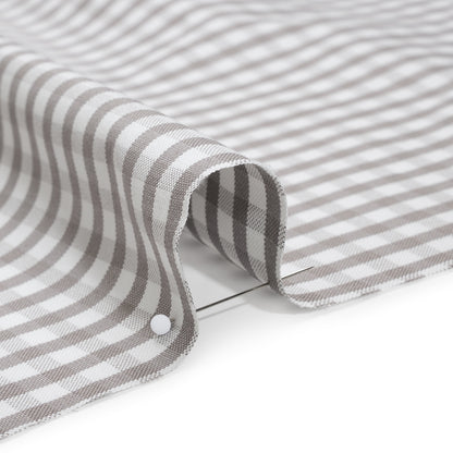 Cotton Oxford Shirting - Gray and White Checks - Deadstock