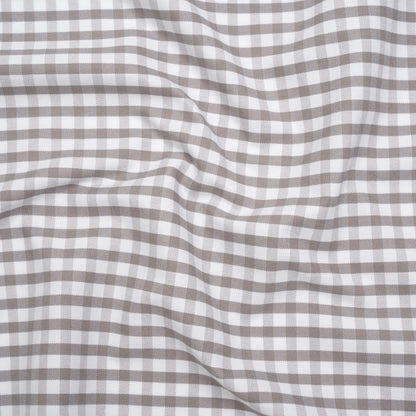 Cotton Oxford Shirting - Gray and White Checks - Deadstock