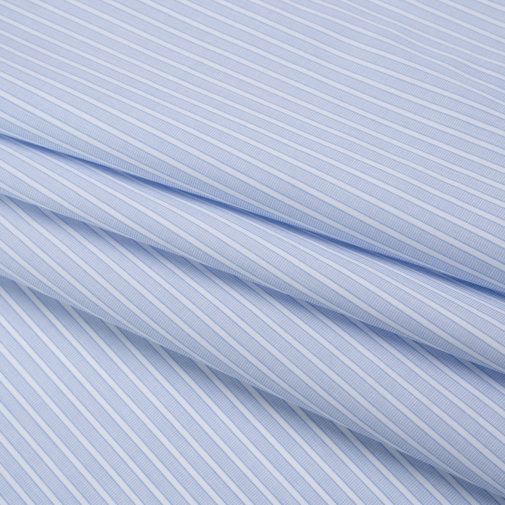 Cotton Shirting - Blue Bell and White Chambray Stripes - Deadstock