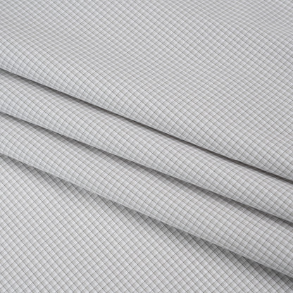 Cotton Shirting - Greige, White and Charcoal Shadowed Checks - Deadstock