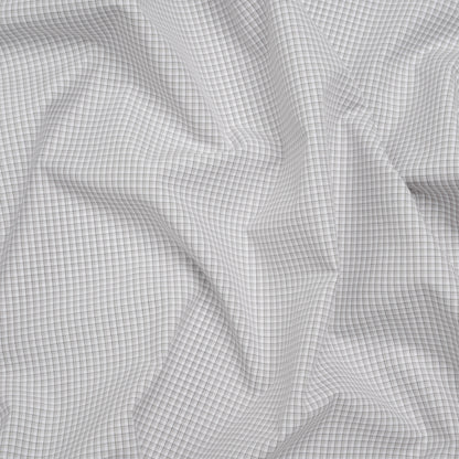 Cotton Shirting - Greige, White and Charcoal Shadowed Checks - Deadstock
