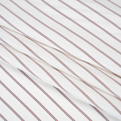 Acetate Twill Lining - White, Black and Red Stripes - Deadstock Folded