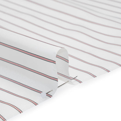 Acetate Twill Lining - White, Black and Red Stripes - Deadstock Detail