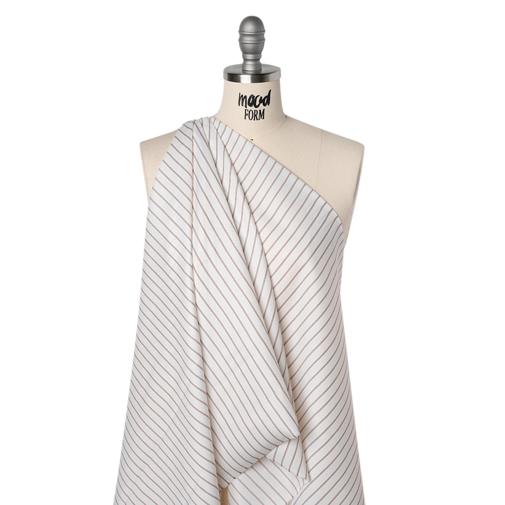 Acetate Twill Lining - White, Black and Red Stripes - Deadstock Drape