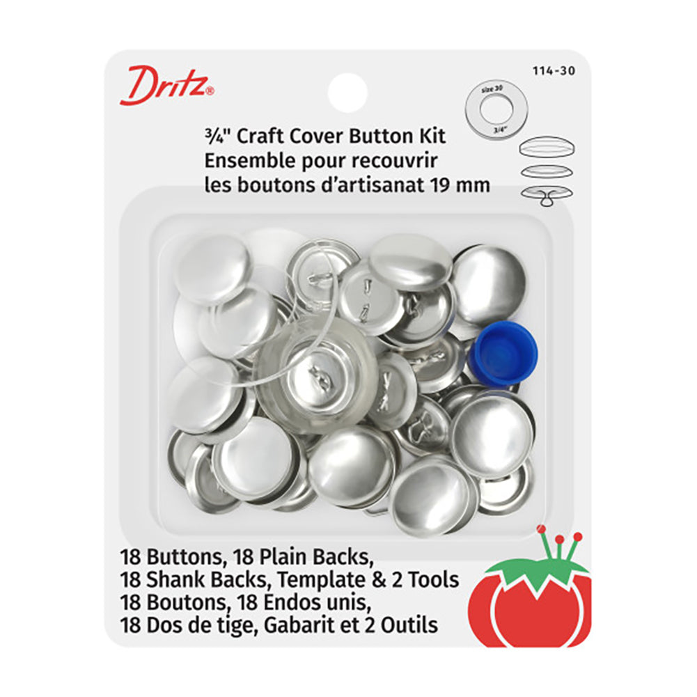 Dritz Craft Cover Button Kit - Nickel - 0.75", 18 Sets