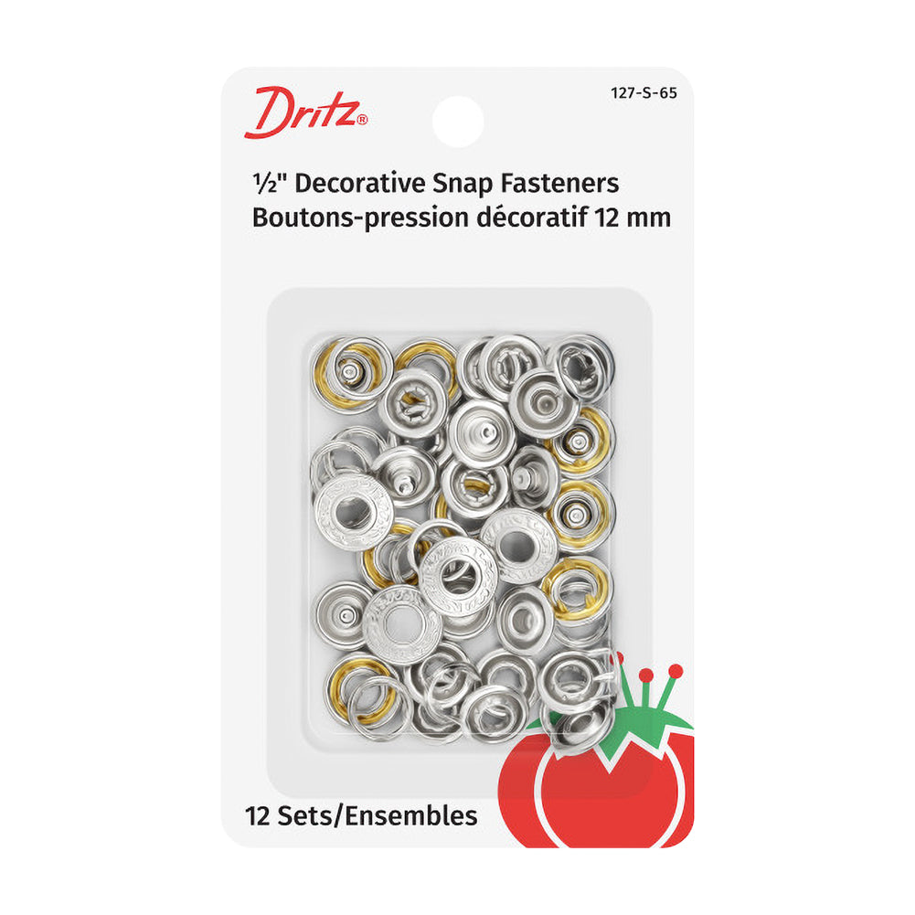 Dritz Decorative Snap Fasteners - 12mm Nickel - 12 sets