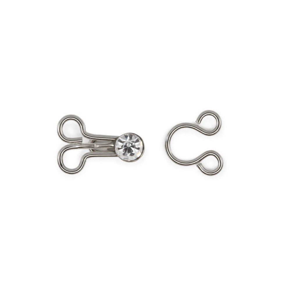 Dritz Decorative Hooks & Eyes with Rhinestones - Nickel - 3 Sets