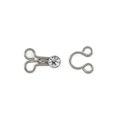 Dritz Decorative Hooks & Eyes with Rhinestones - Nickel - 3 Sets