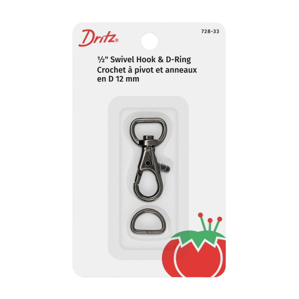 Dritz Small Swivel Hook & D-Ring - 1/2" Gunmetal - 1 set