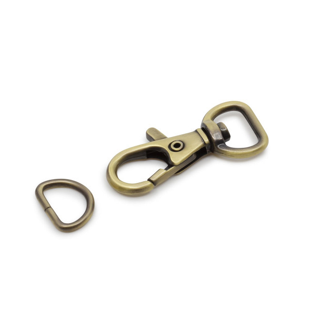 Dritz Small Swivel Hook & D-Ring - 1/2" Antique Brass - 1 set