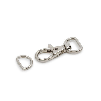 Dritz Small Swivel Hook & D-Ring - 1/2" Nickel - 1 set