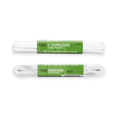 Dritz Braided Elastic - White - 0.25" x 8yds