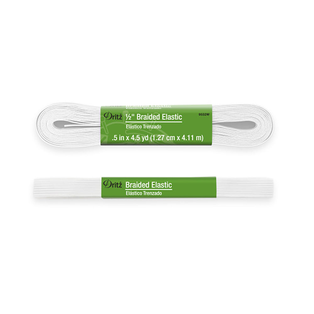 Dritz Braided Elastic - White - 0.5" x 4.5yds