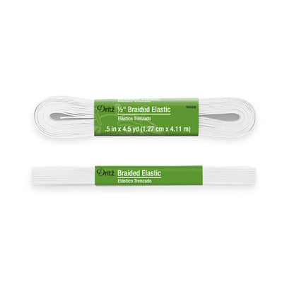 Dritz Braided Elastic - White - 0.5" x 4.5yds