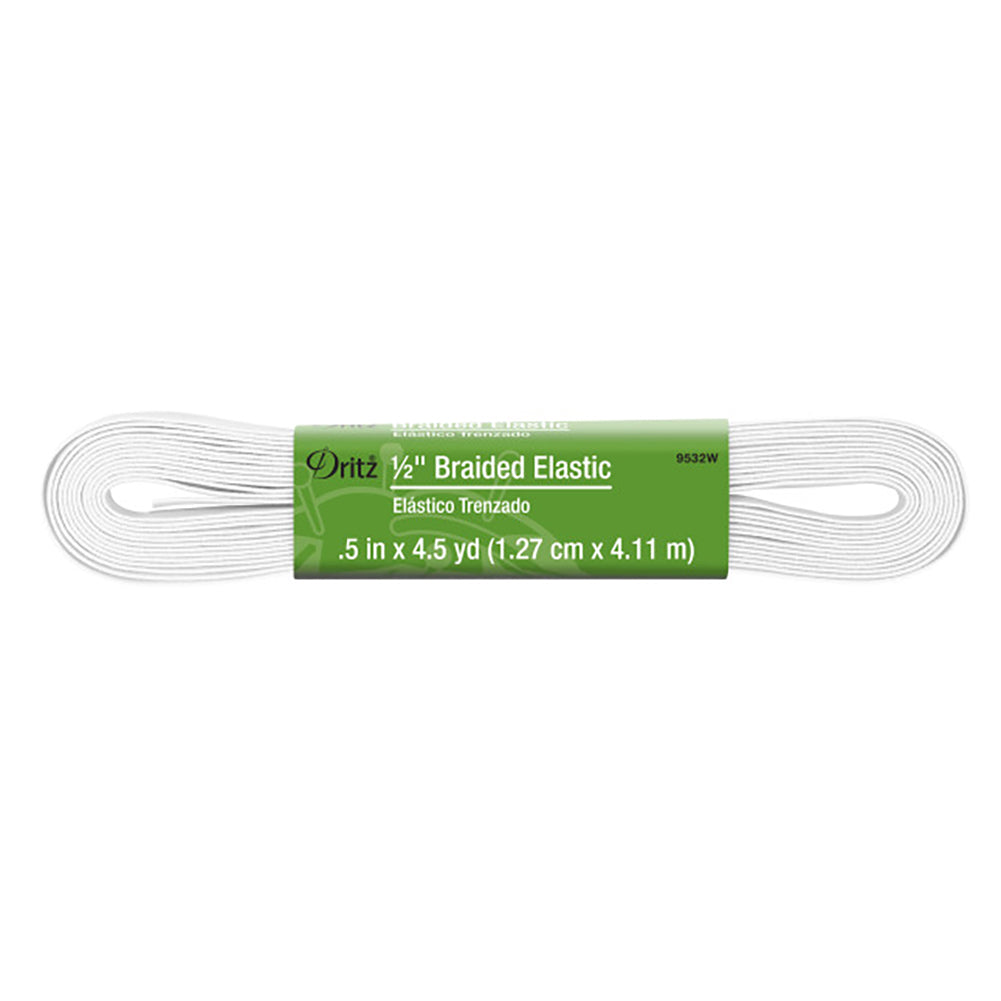 Dritz Braided Elastic - White - 0.5" x 4.5yds