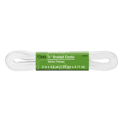 Dritz Braided Elastic - White - 0.5" x 4.5yds