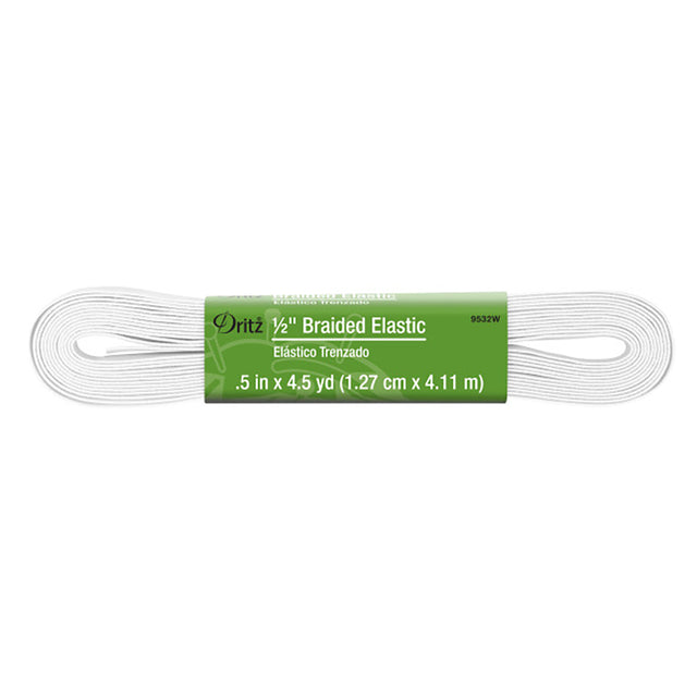 Dritz Braided Elastic - White - 0.5" x 4.5yds