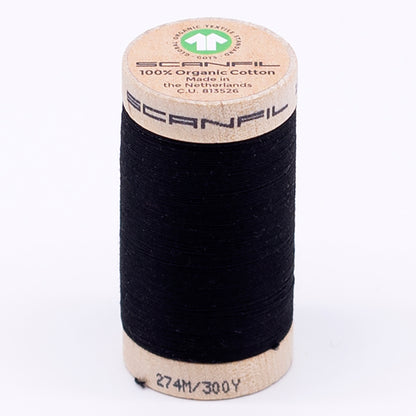 SCANFIL® 30wt Organic Pima Cotton Thread 300 yds - 4808 Jet Black