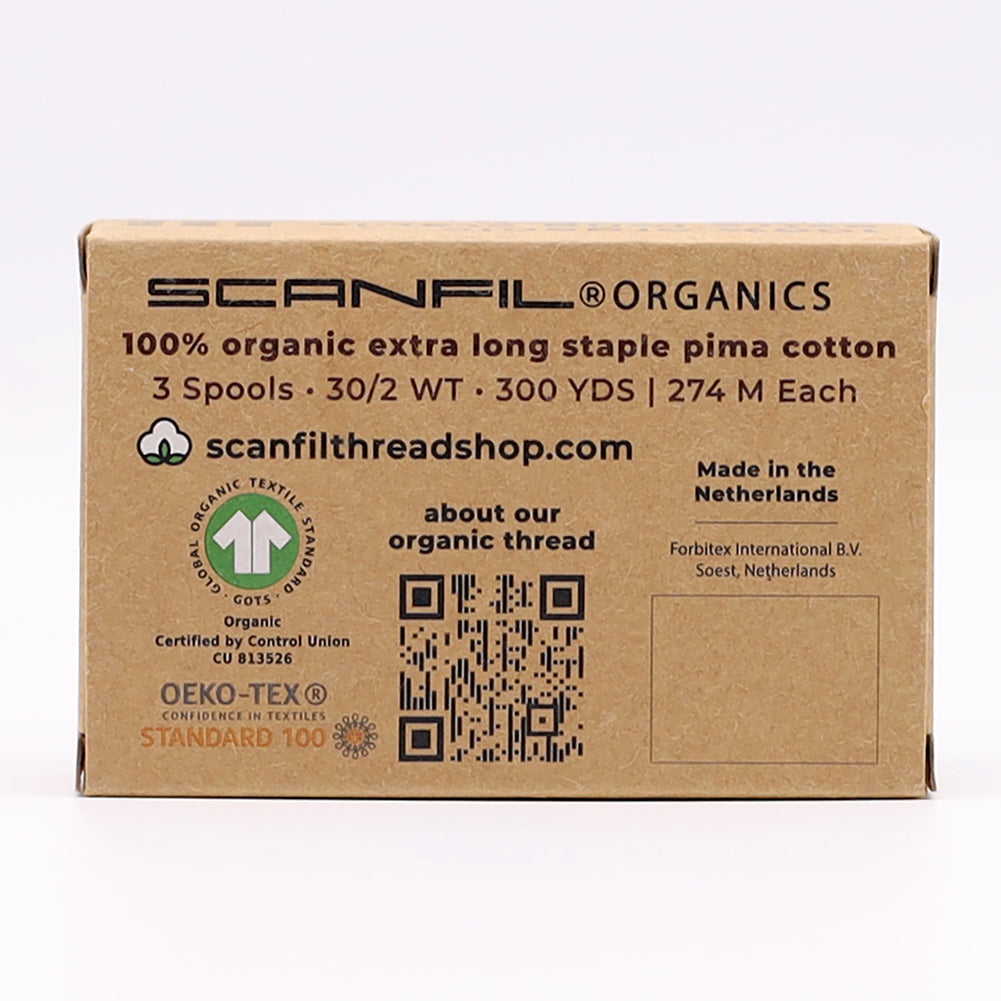 SCANFIL® 30wt Organic Pima Cotton Thread Trio Set - 3ct 300yd Spools - Tan Shades - Folded