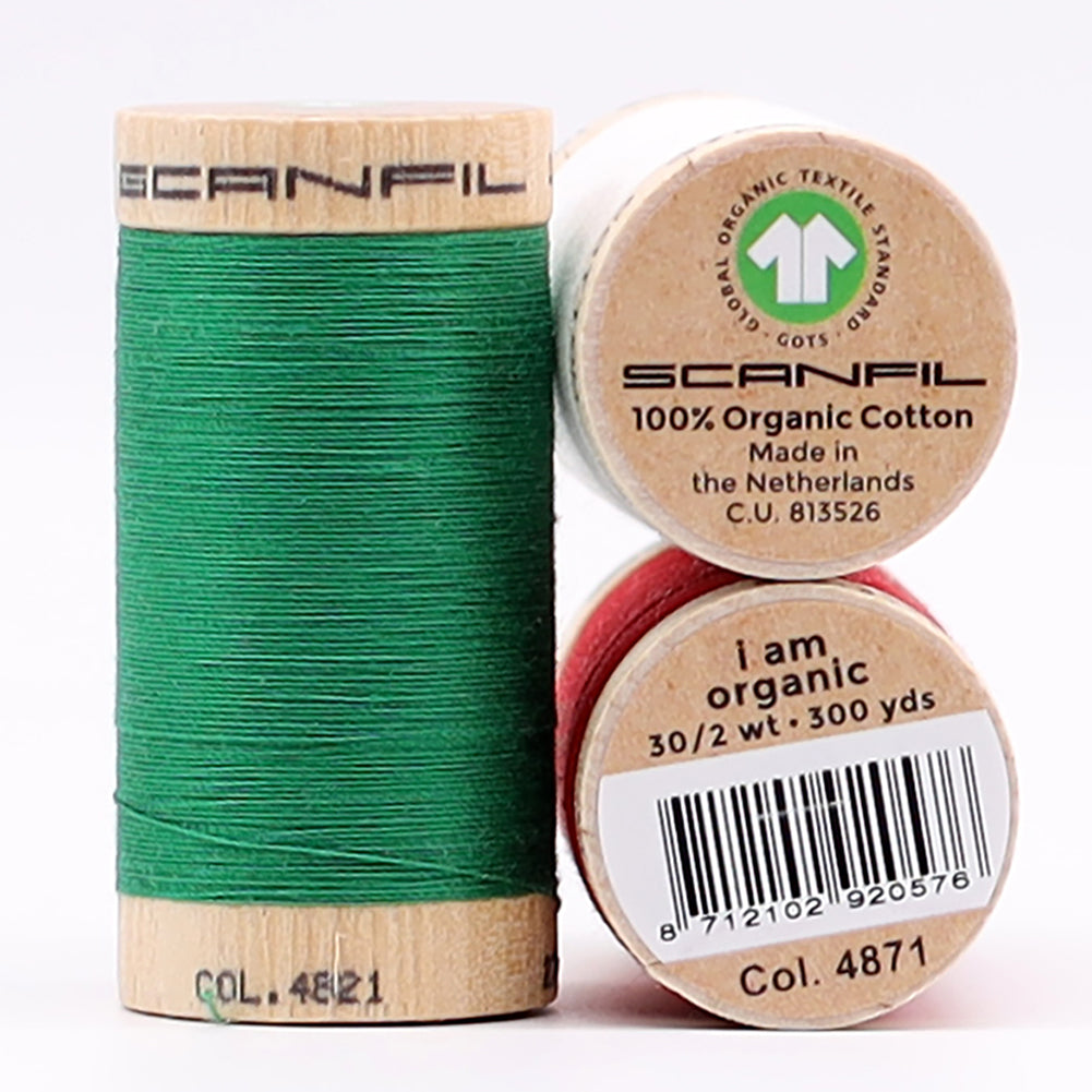 SCANFIL® 30wt Organic Pima Cotton Thread Trio Set - 3ct 300yd Spools - Holiday Full
