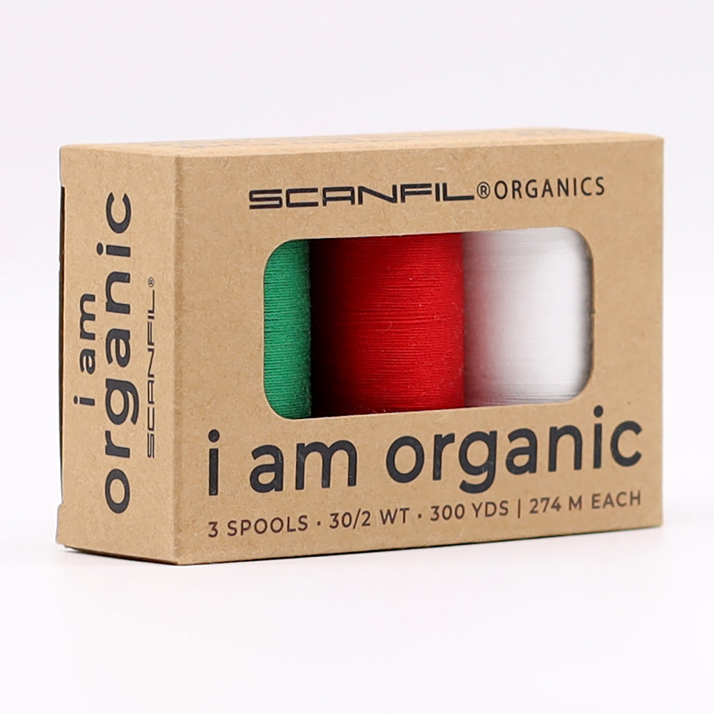 SCANFIL® 30wt Organic Pima Cotton Thread Trio Set - 3ct 300yd Spools - Holiday - Full